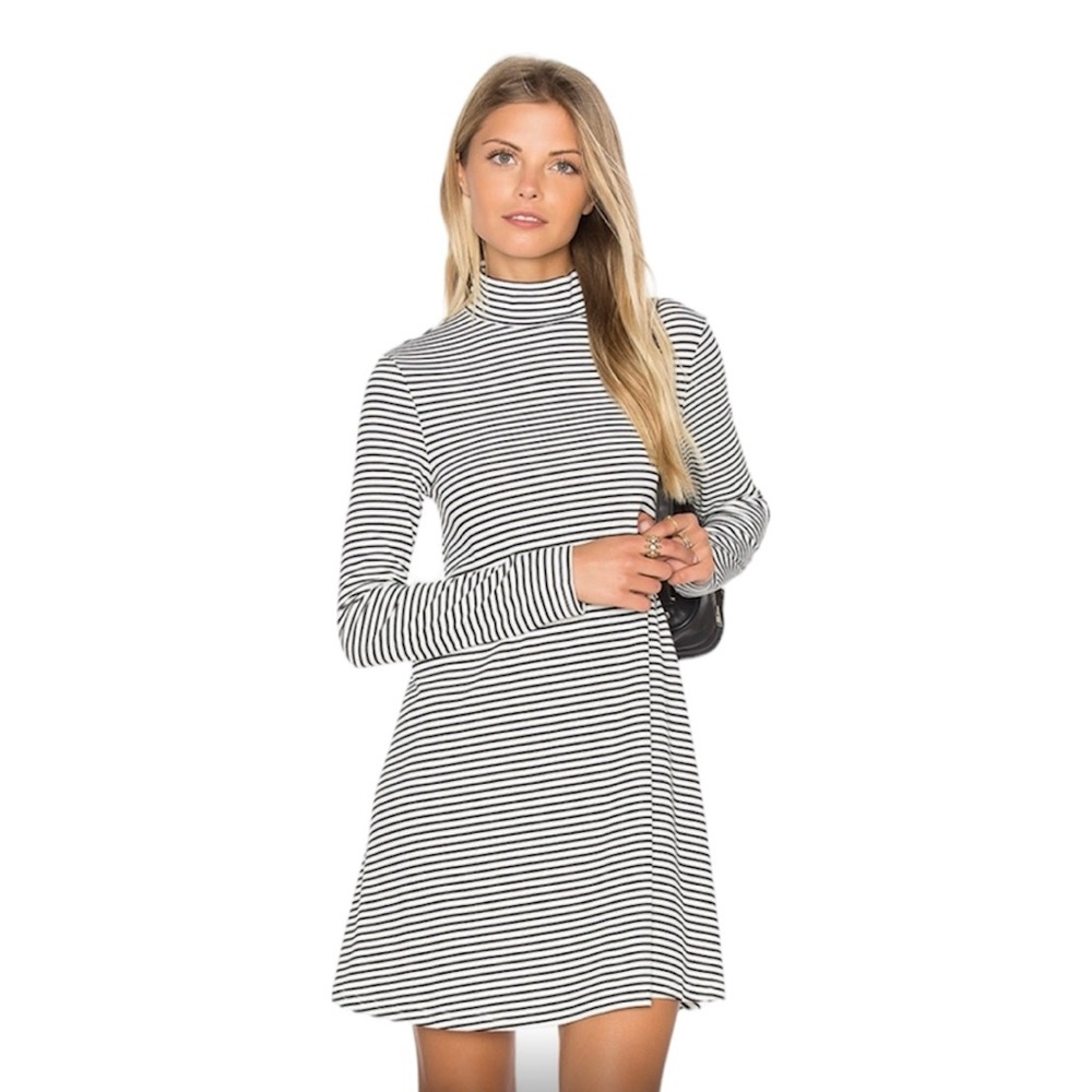 MINKPINK Remember Me Striped Ribbed Mock Neck Dress